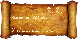 Kammerer Kálmán névjegykártya
